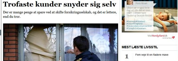 Findforsikring.dk i Jyllands-Posten: Trofaste kunder snyder sig selv - Findforsikring.dk